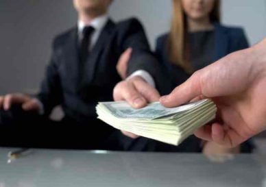 couple giving bribe for illegal deal on real estate market, inheritance fraud