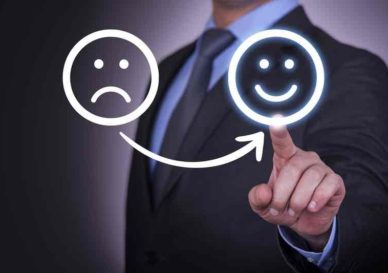unhappy and happy smileys on touch screen